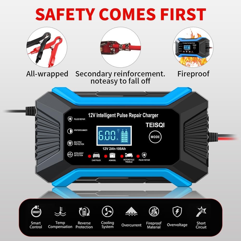 Car Battery Charger, 12V 6A Smart Battery Trickle Charger Automotive 12V Battery - Image 4