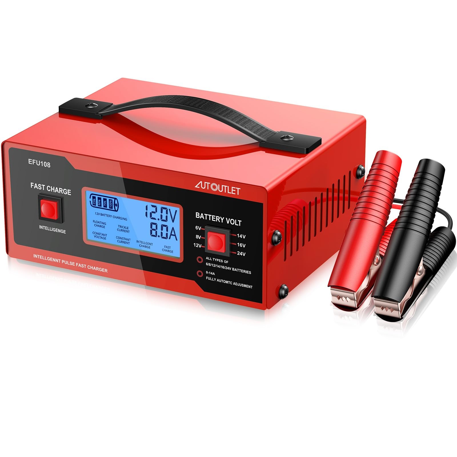 8V Battery Charger for Golf Cart & Automotive - 0-10A Lead-Acid Maintainer