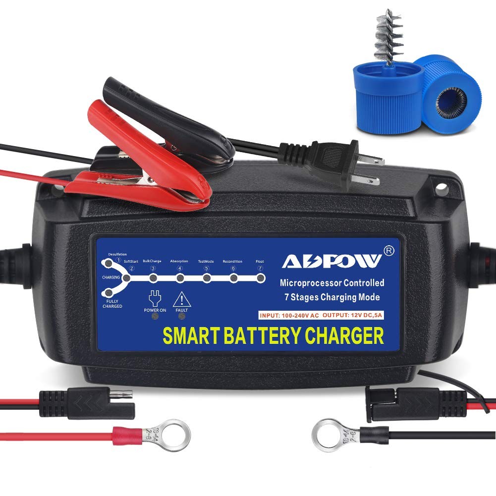 5A 12V Automatic Smart Battery Charger Automotive Maintainer 7-Stages Trickle...