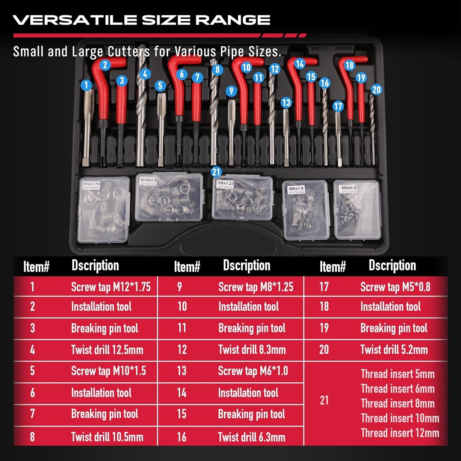 320-Piece Heli Coil Rethreading Insert & Drill Bits Automotive Tool Set - Image 3