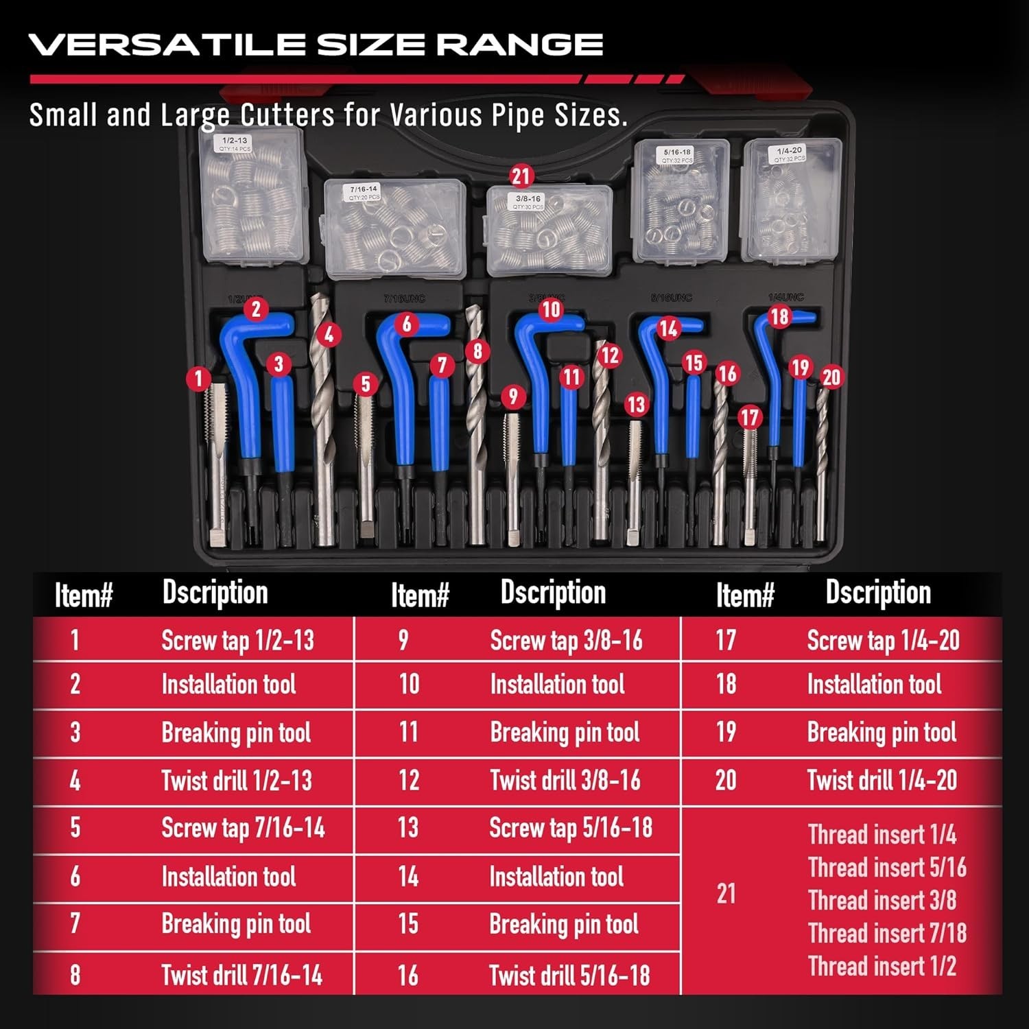 320-Piece Heli Coil Rethreading Insert & Drill Bits Automotive Tool Set - Image 4