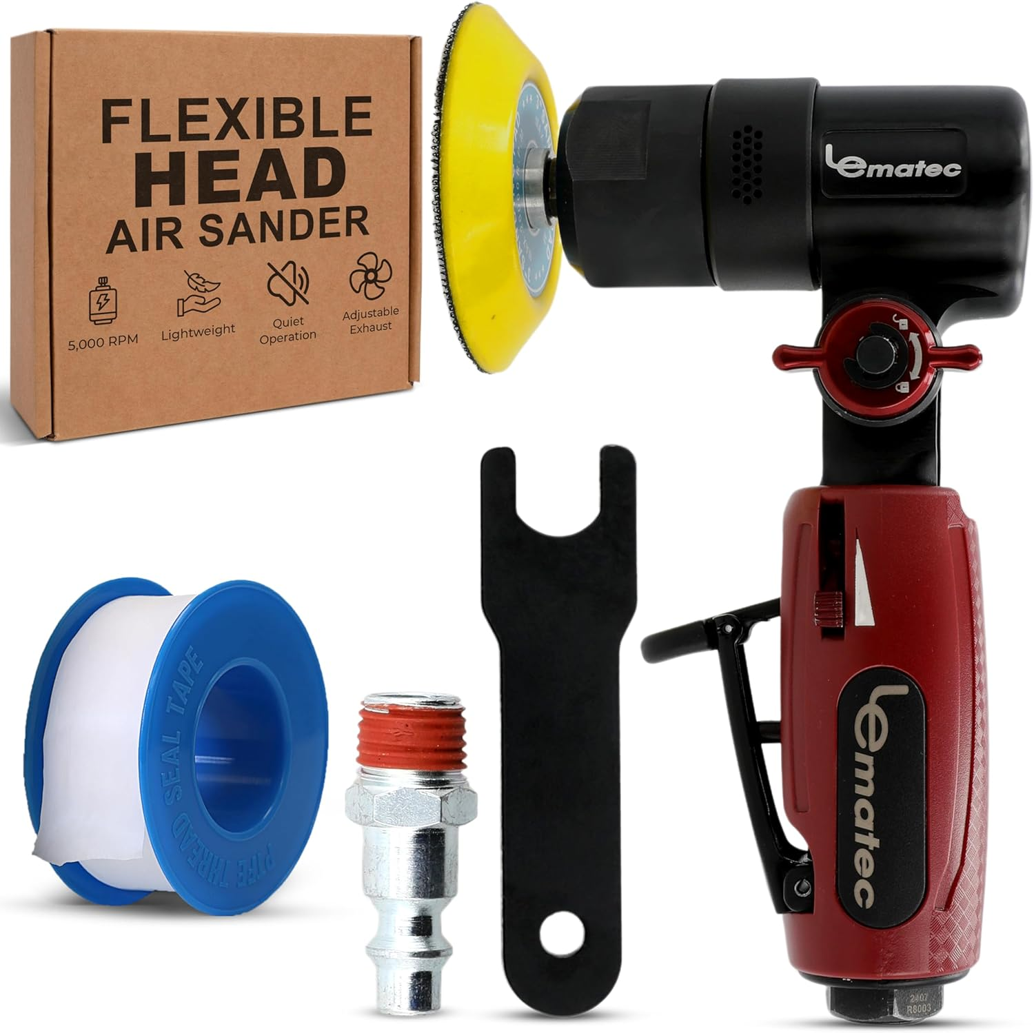 3-Inch Flexible Head Air Sander Polisher - 5000 RPM, Lightweight & Versatile