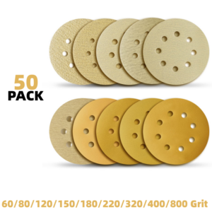 50Pack 5Inch Sanding Discs Orbital Sander 8-Hole Hook Loop Sandpaper 60-800 Grit