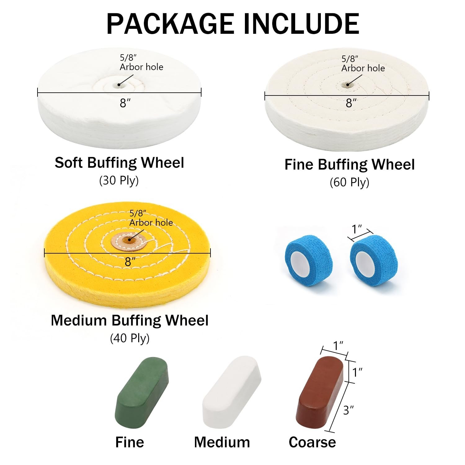 Buffing Polishing Wheel Kit 8 Inch 5/8 Inch Arbor Buffing Compounds Multi-Pur... - Image 4