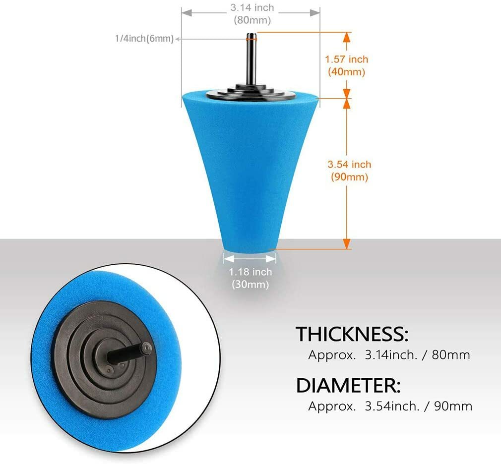 3" Cone Shaped Polishing Sponge Tool Accessories For Car Automobile Wheel Hub - Image 2