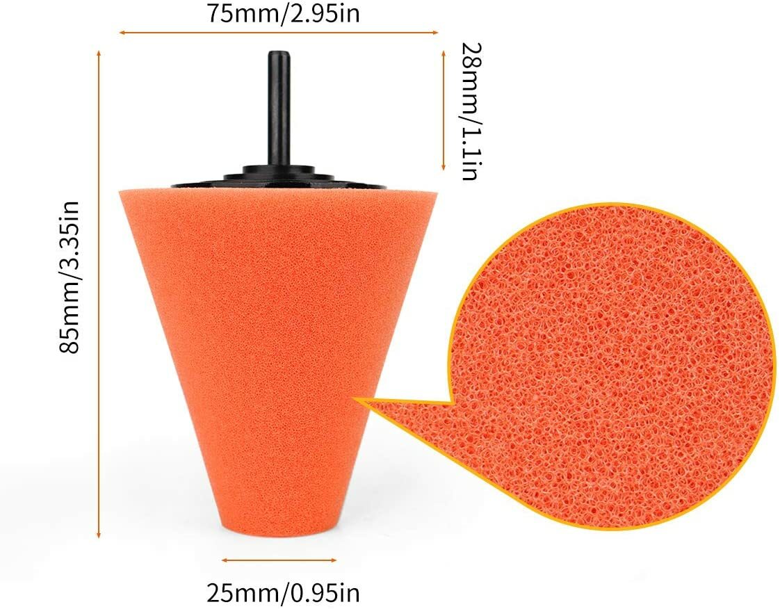 3" Cone Shaped Polishing Sponge Tool Accessories For Car Automobile Wheel Hub - Image 3