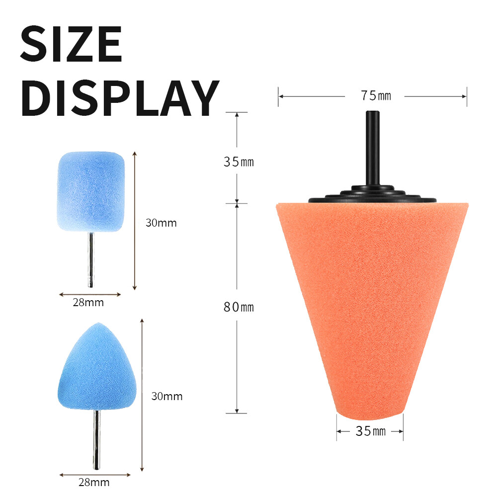 3" Cone Shaped Polishing Sponge Tool Accessories For Car Automobile Wheel Hub - Image 4
