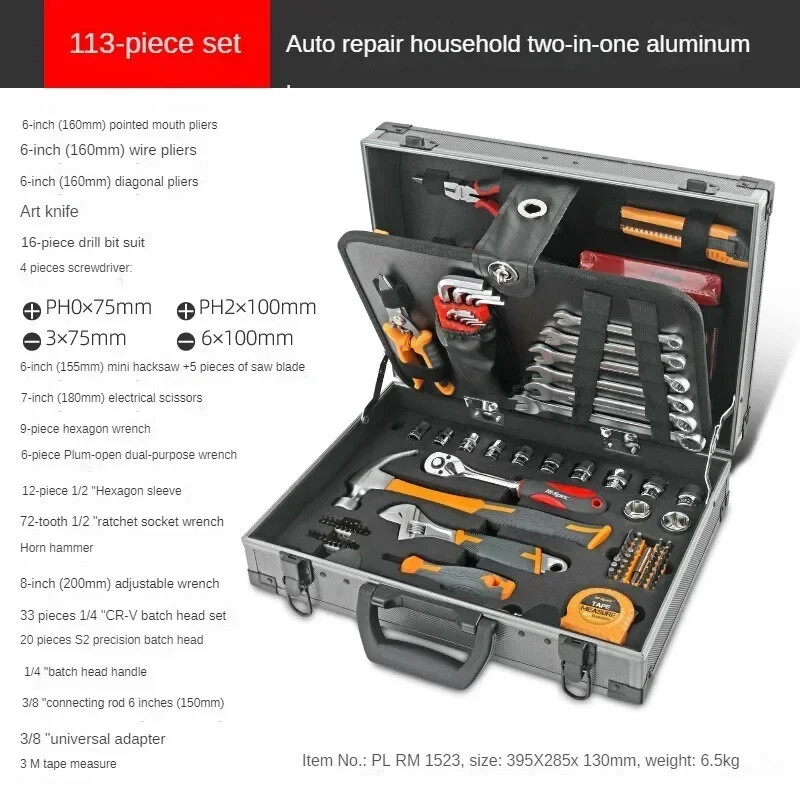 113 PCS Automotive Mechanical Hardware Repair Tools Accessories Multifunctional