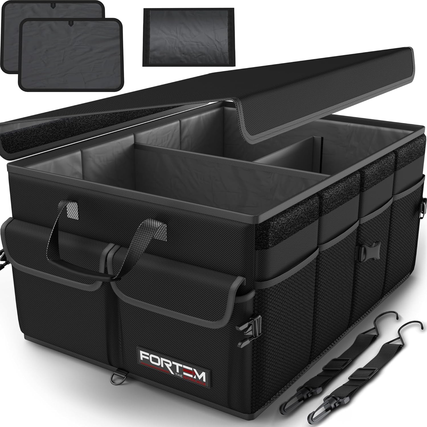 FORTEM Car Trunk Organizer, Collapsible Multi Compartment SUV Medium, Black