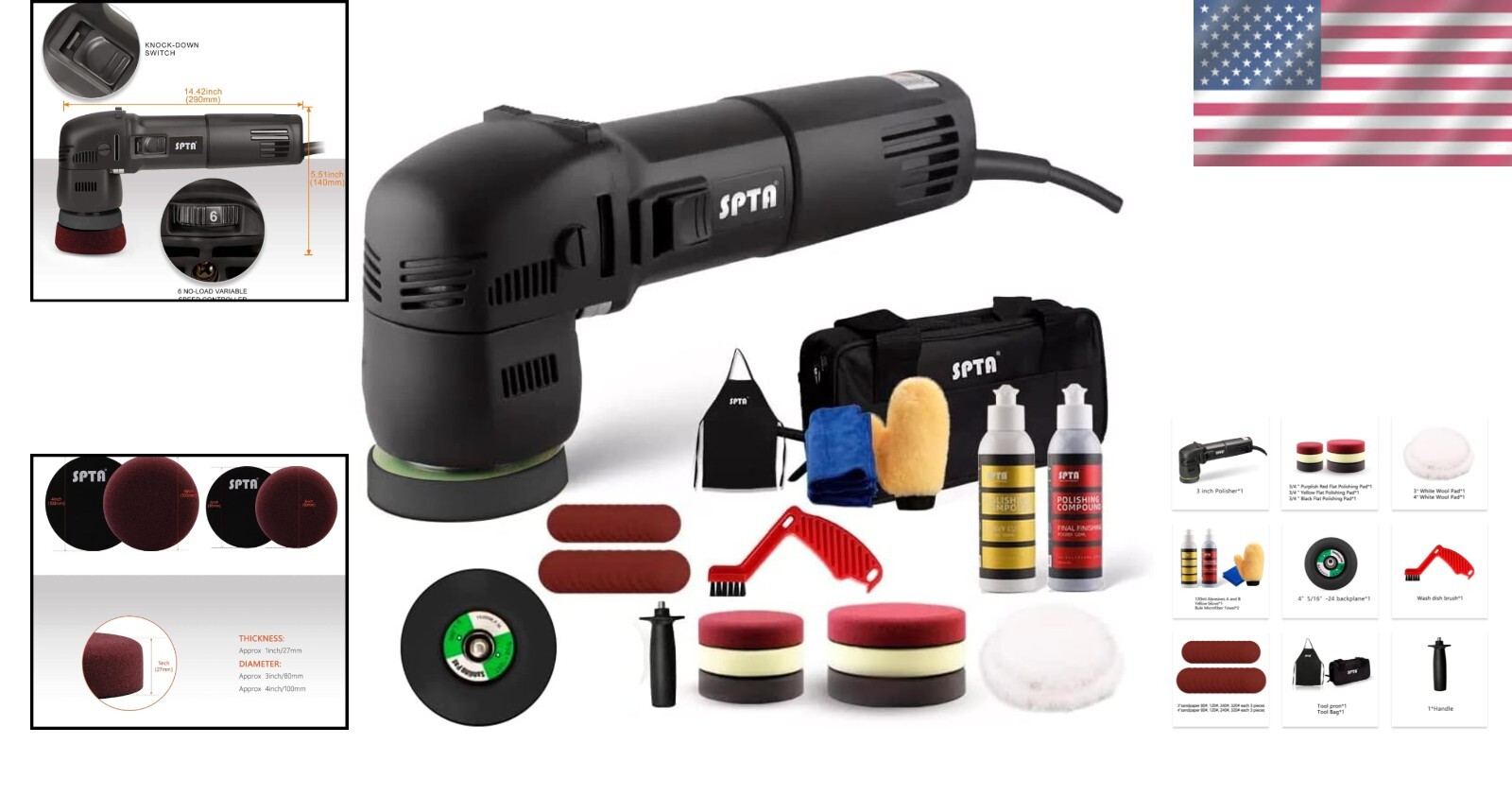 Professional Quality Mini Car Polisher with Comfortable Grip & Accessories - Image 2