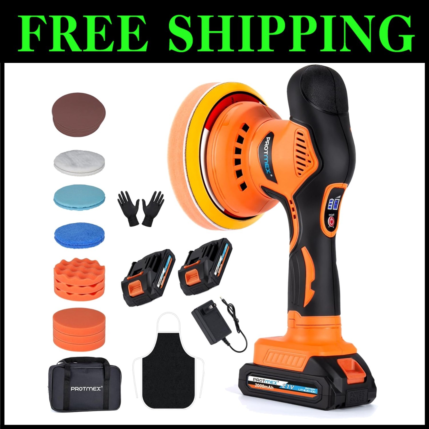 Cordless Car Buffer Polisher Set with Extra Attachments