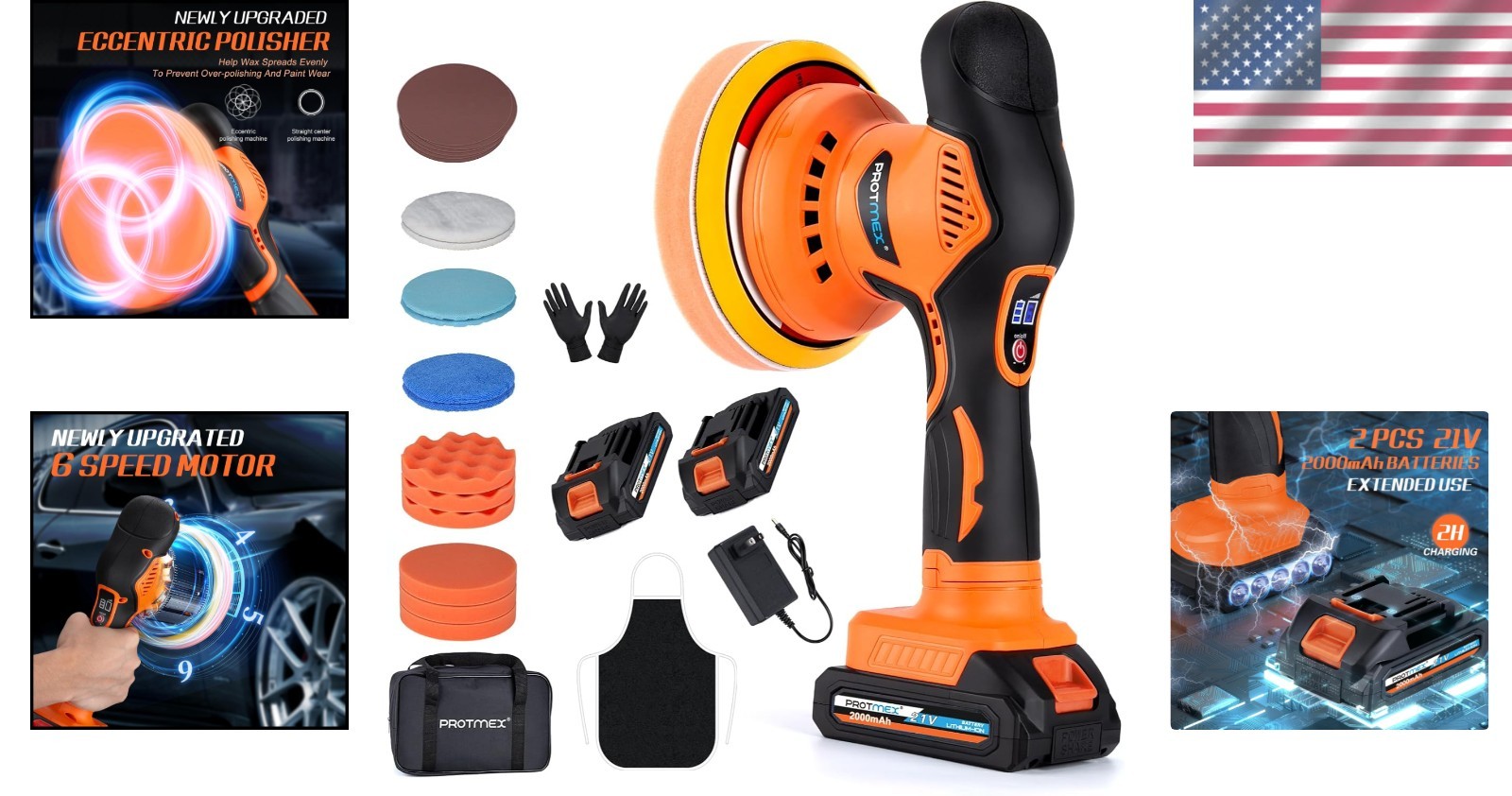 Cordless Car Buffer Polisher Set with Extra Attachments - Image 2