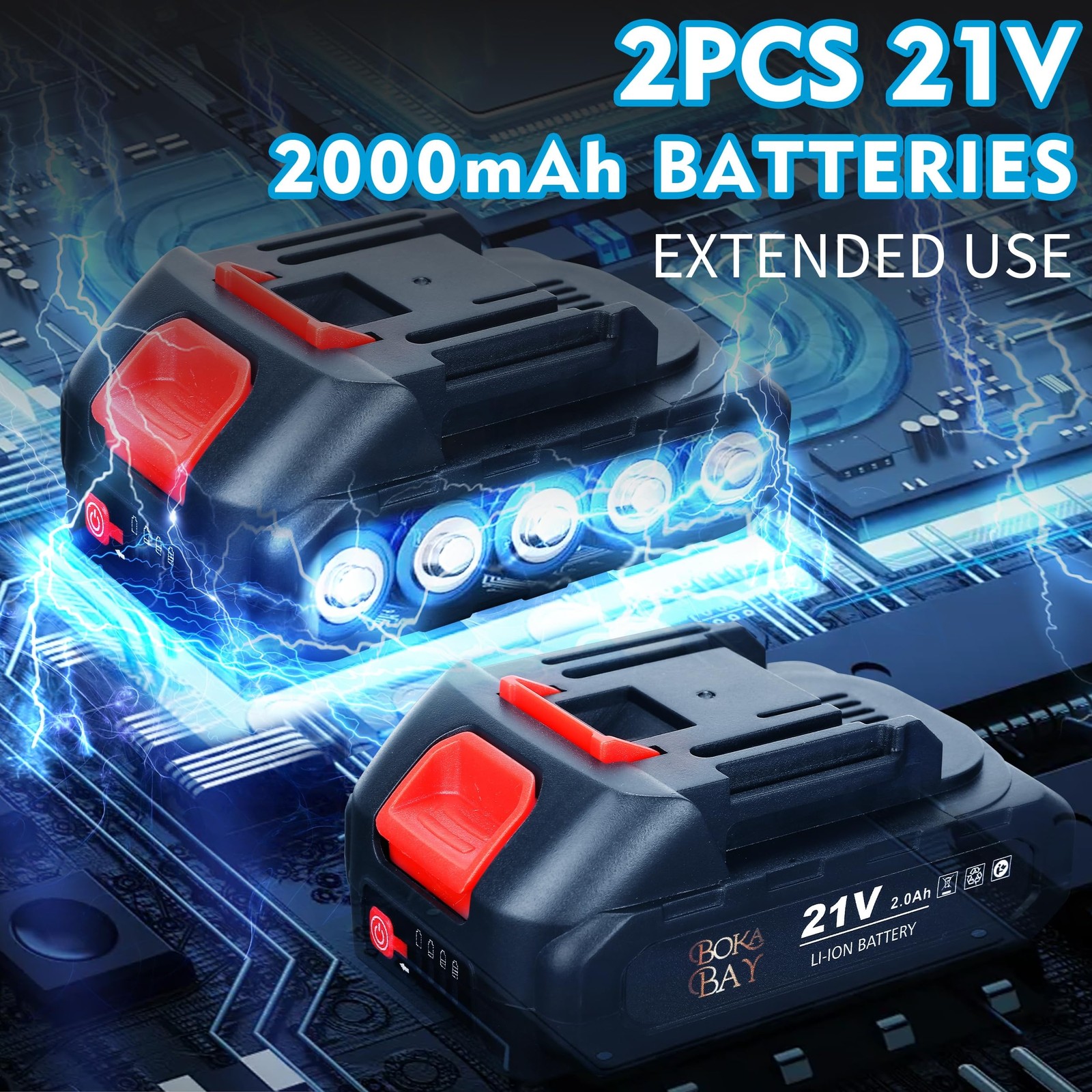 Cordless Car Buffer Polisher Kit 6 Inch with 21V 2x2000mAh 9 Pcs Attachments... - Image 3