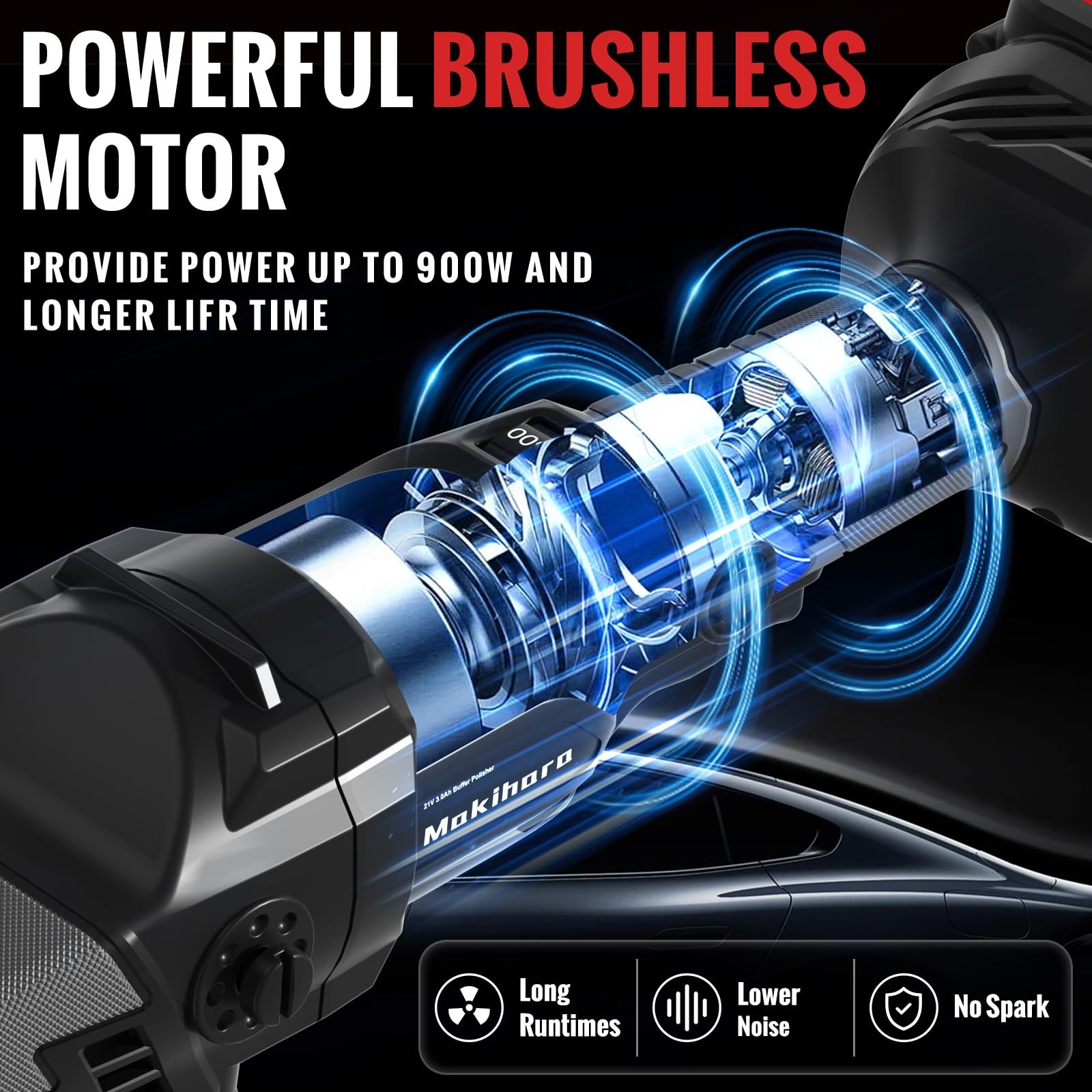 Cordless Buffer Polisher, 5 Inch Random Orbital Car Polisher Waxer, 6 Variabl... - Image 3