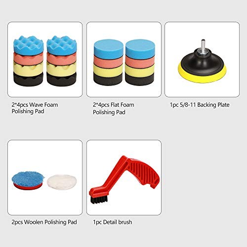 Drill Polishing Pads Kit,21pcs 3inch (80mm) Car Foam Polishing Buffing - Image 5