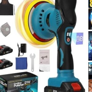 Cordless Car Kit 6 Inch with 21V 2x2000mAh & 9 Pcs Attachments, Buffer Polisher