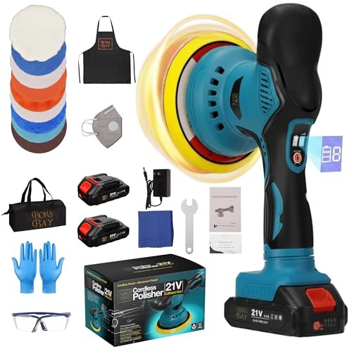 Cordless Car Kit 6 Inch with 21V 2x2000mAh & 9 Pcs Attachments, Buffer Polisher - Image 3