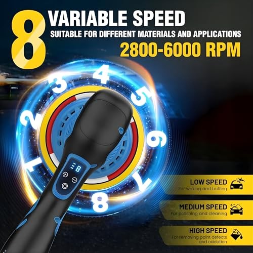 Cordless Car Kit 6 Inch with 21V 2x2000mAh & 9 Pcs Attachments, Buffer Polisher - Image 4