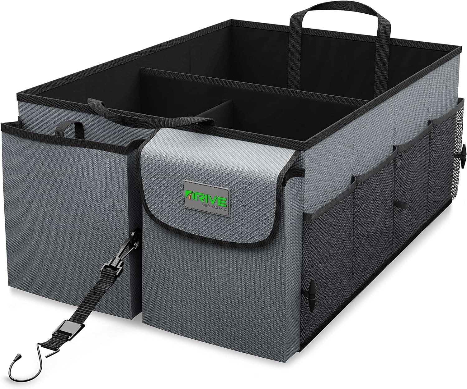 DRIVE - Car Trunk Organizer - Collapsible, Multi-Compartment Automotive Gray