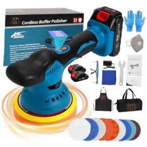 Cordless Car Kit 6 Inch with 21V 2x2000mAh & 9 Pcs Attachments, Buffer Polisher