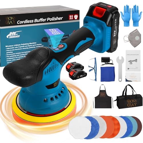 Cordless Car Kit 6 Inch with 21V 2x2000mAh & 9 Pcs Attachments, Buffer Polisher - Image 2