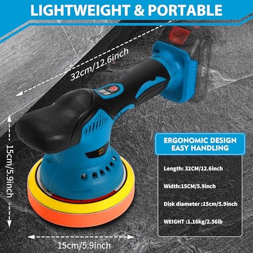 Cordless Car Kit 6 Inch with 21V 2x2000mAh & 9 Pcs Attachments, Buffer Polisher - Image 5