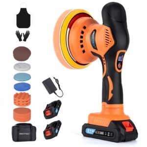 Cordless Car Polisher with 2 Batteries, 6 Inch Waxing Kit, 18 Attachments