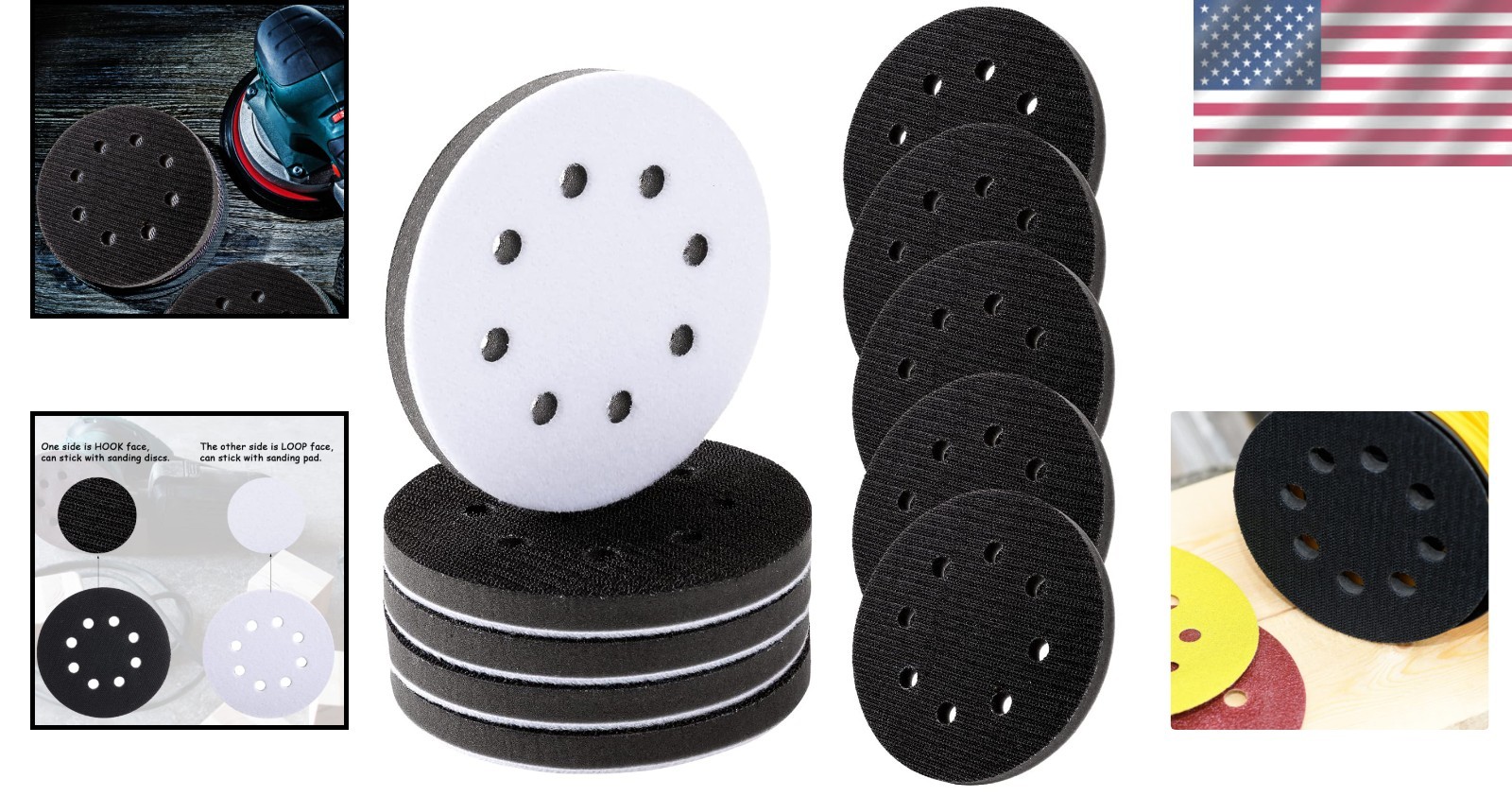 Sanding Interface Pads 5 Inch 8 Holes Foam Buffer Pads for Orbital Sander Pol... - Image 2