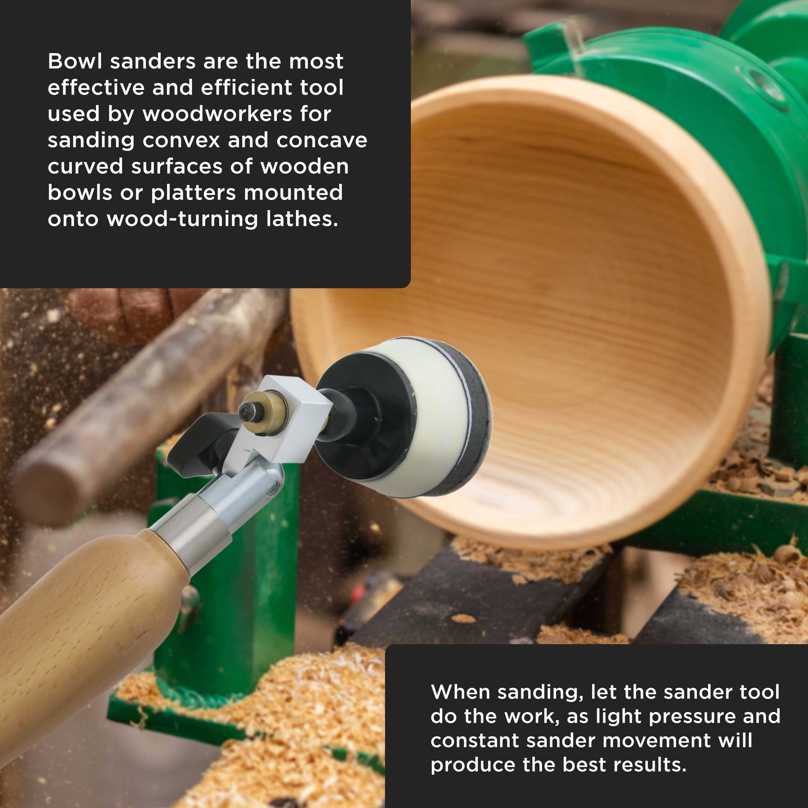 1" & 2" Bowl Sander Set with Hook & Loop Sanding Discs - Woodworking Supply - Image 5