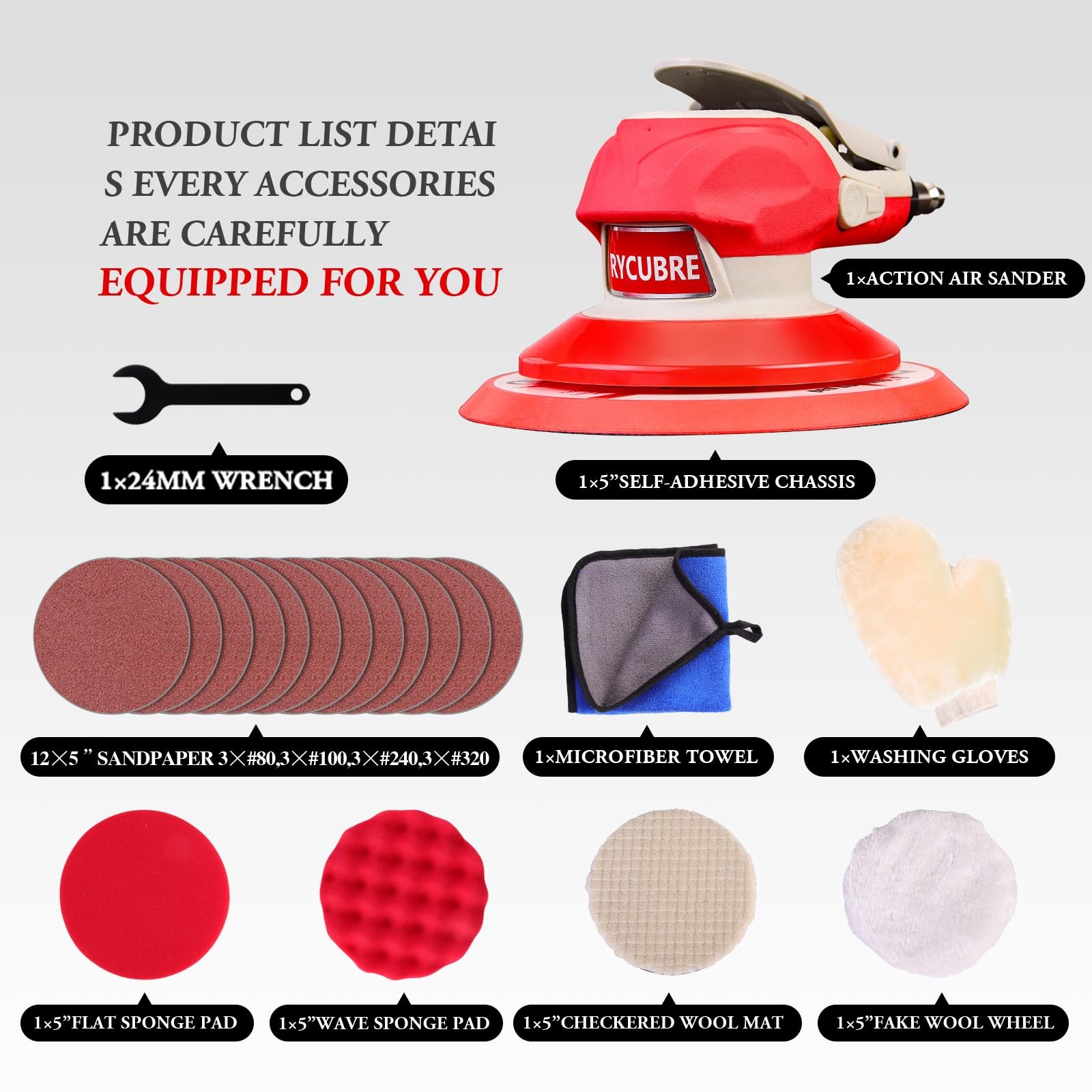 5/6 Inch Pneumatic Orbital Air Sander High-Speed DA Sander for auto body/Idea... - Image 2