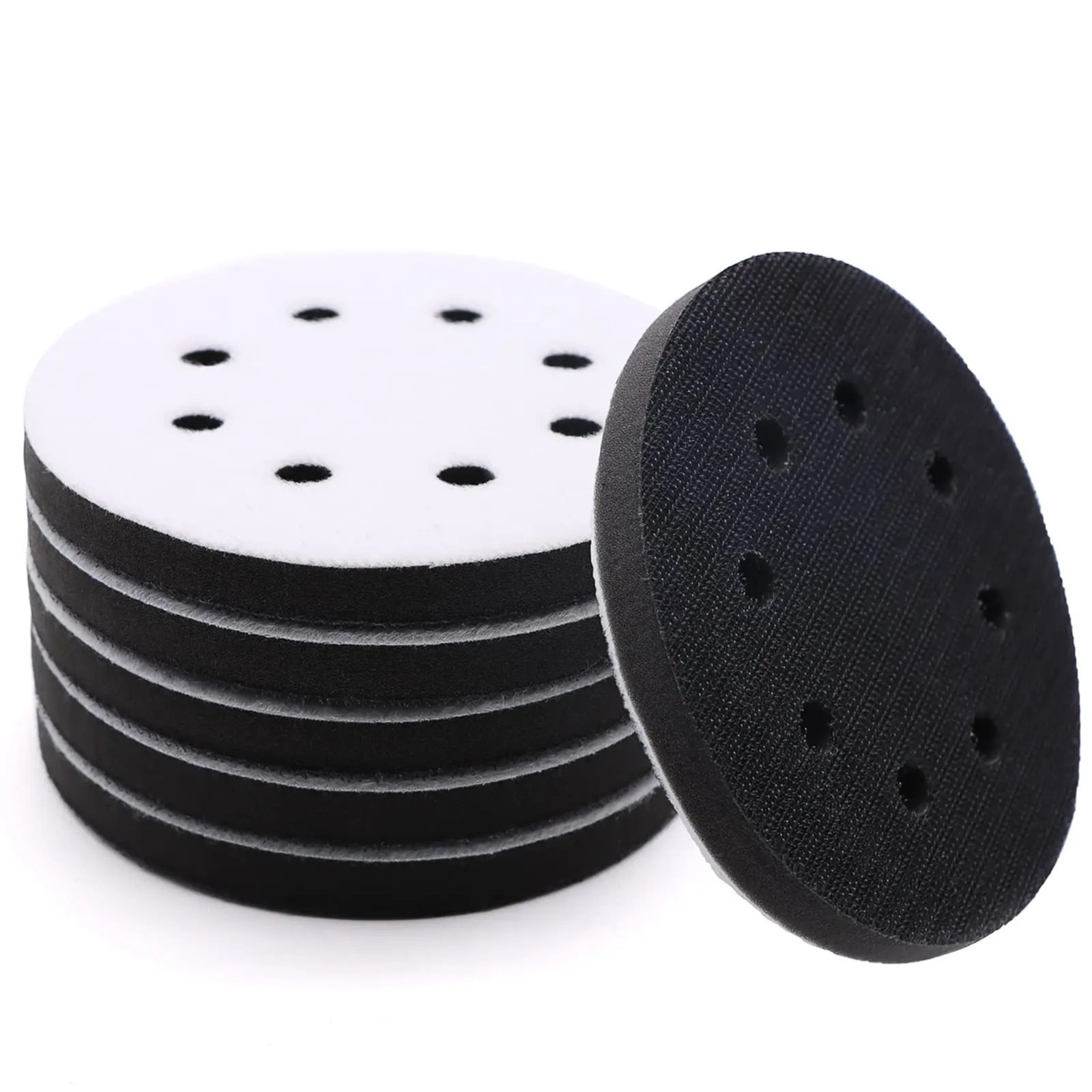 6pc 5" 8 Holes Hook $ Loop soft Interface Pads Orbital Sander Sanding Foam Pad