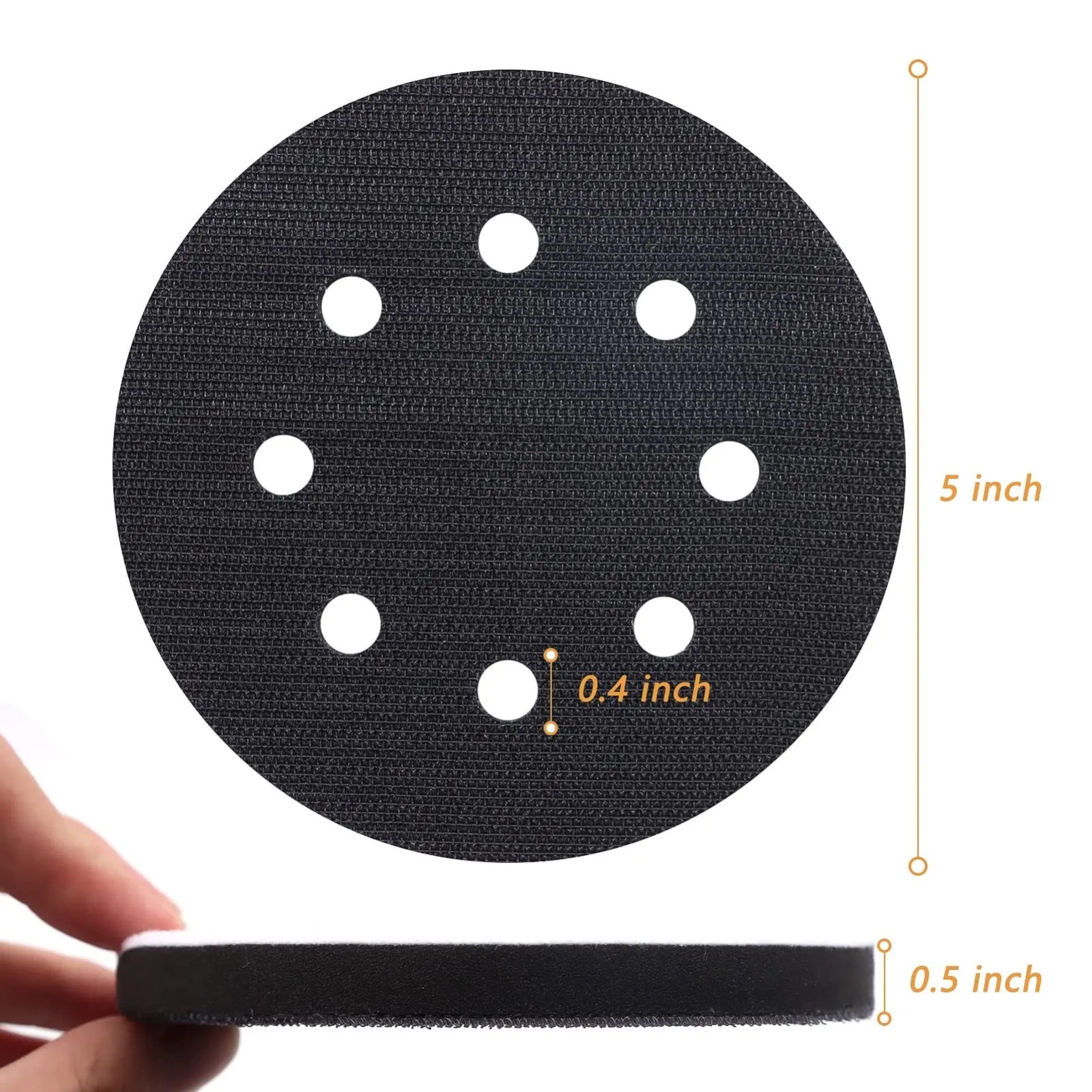 6pc 5" 8 Holes Hook $ Loop soft Interface Pads Orbital Sander Sanding Foam Pad - Image 4