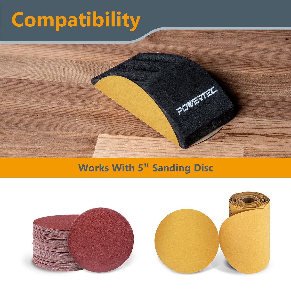 POWERTEC 71724 Hook and Loop Sanding Block Hand Sander for Wood, Metal, Drywall - Image 4