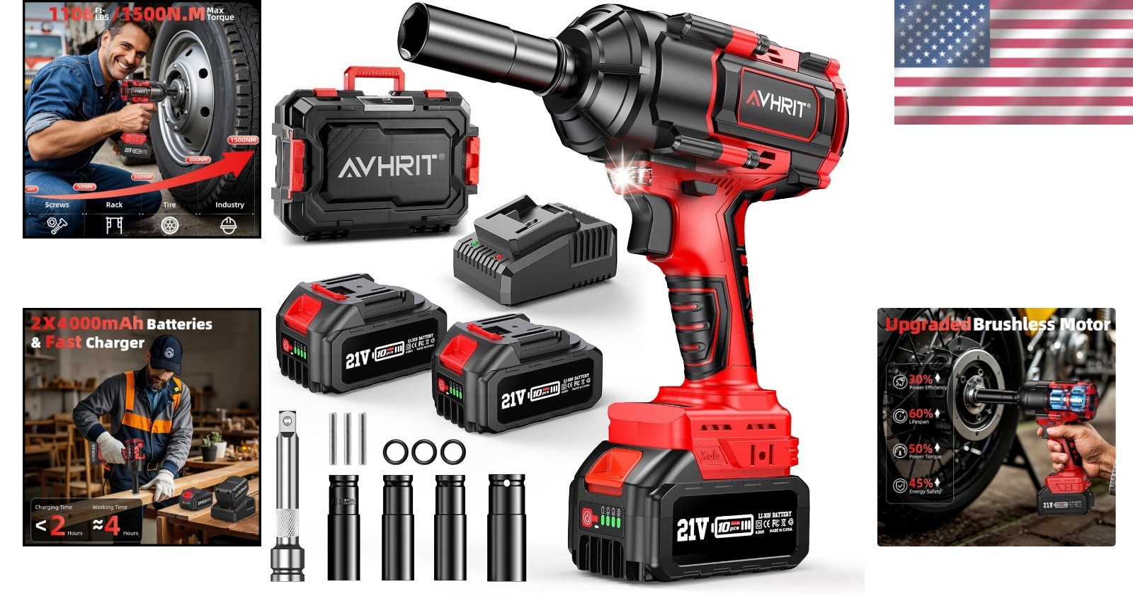 1500Nm Impact Wrench with 2 Batteries: Must-Have Tool for Automotive Repair - Image 2