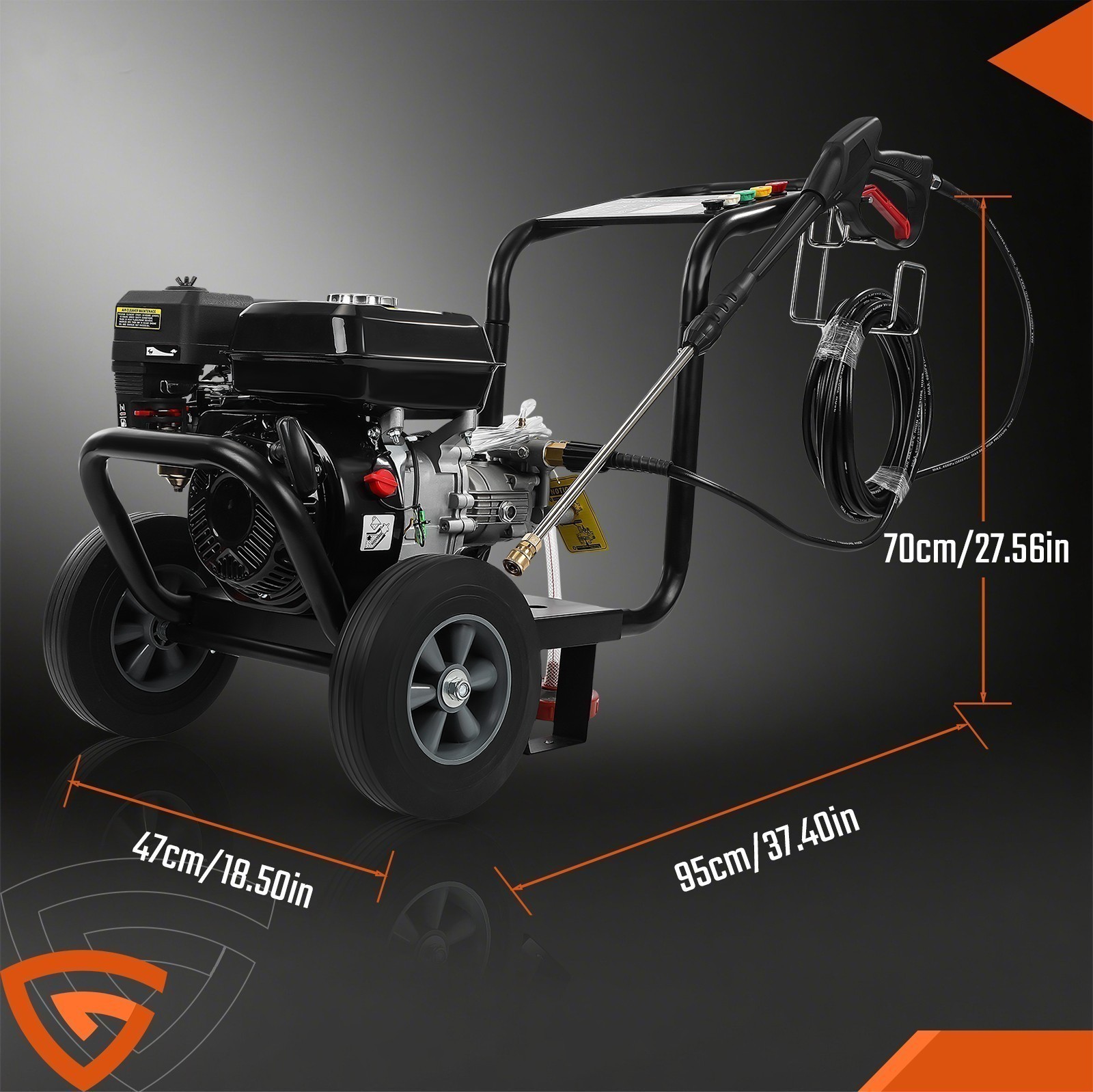 Gas Pressure Washer Gas Powered Washer 3500 PSI 2.6 GPM 212cc 5 Nozzles Black - Image 3