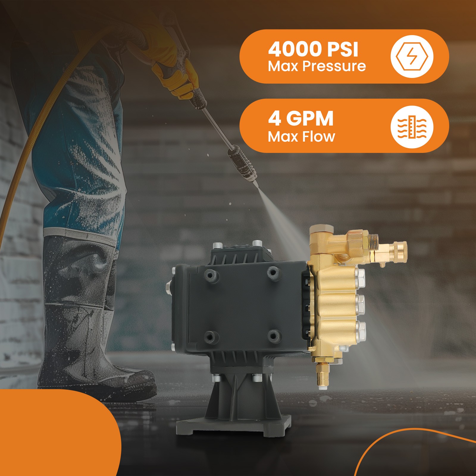 AR 1" Shaft 4000 PSI PRESSURE WASHER PUMP RSV4G40HDF40-EZ, RSV4G40HDF40EZ - Image 3