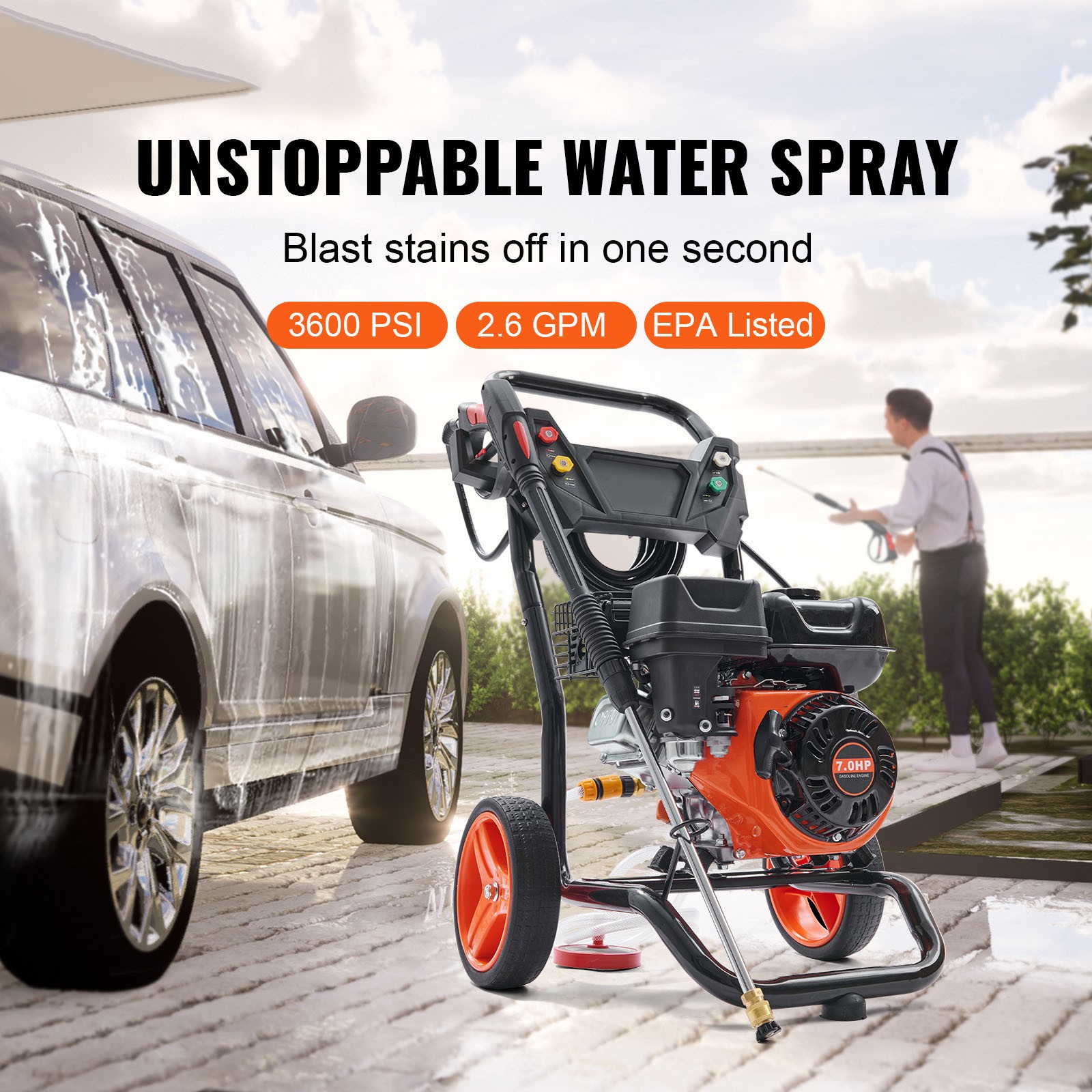 Gas Pressure Washer Gas Powered Washer 3600 PSI 2.6 GPM 210cc 5 Nozzles - Image 2