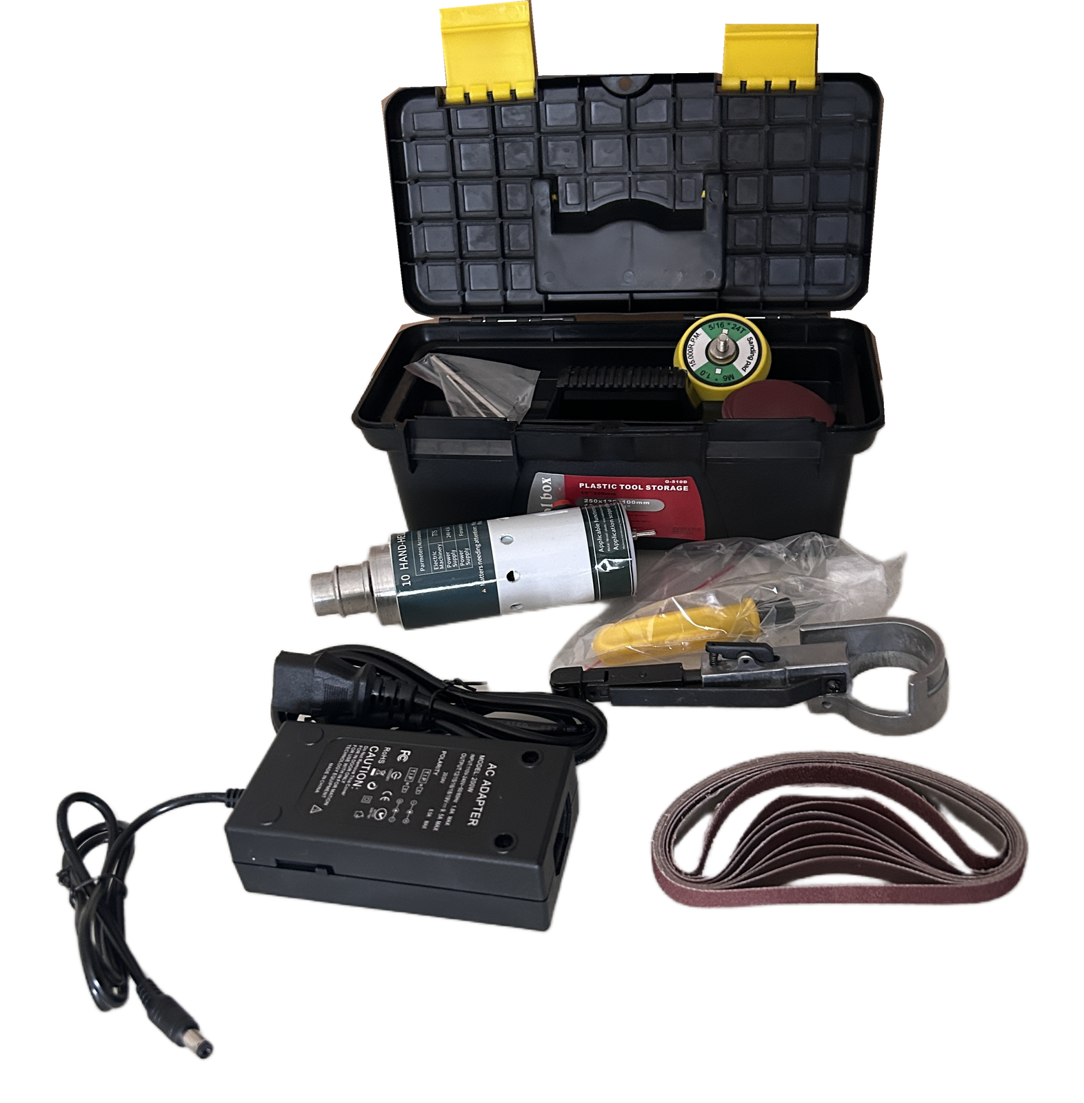 Belt Sanding Machine Sander Grinder Polishing Speed Adjustable 195pc Accessories