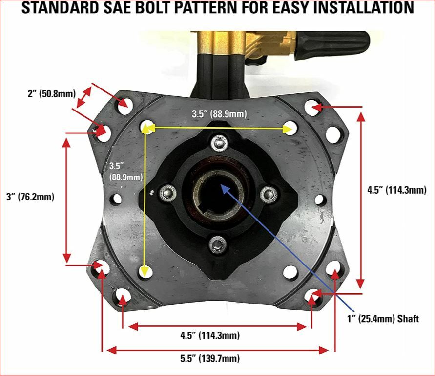530010 AAA Pressure Washer Pump Triplex 3.5GPM 4000PSI Max 1 Inch Hollow Shaft - Image 4