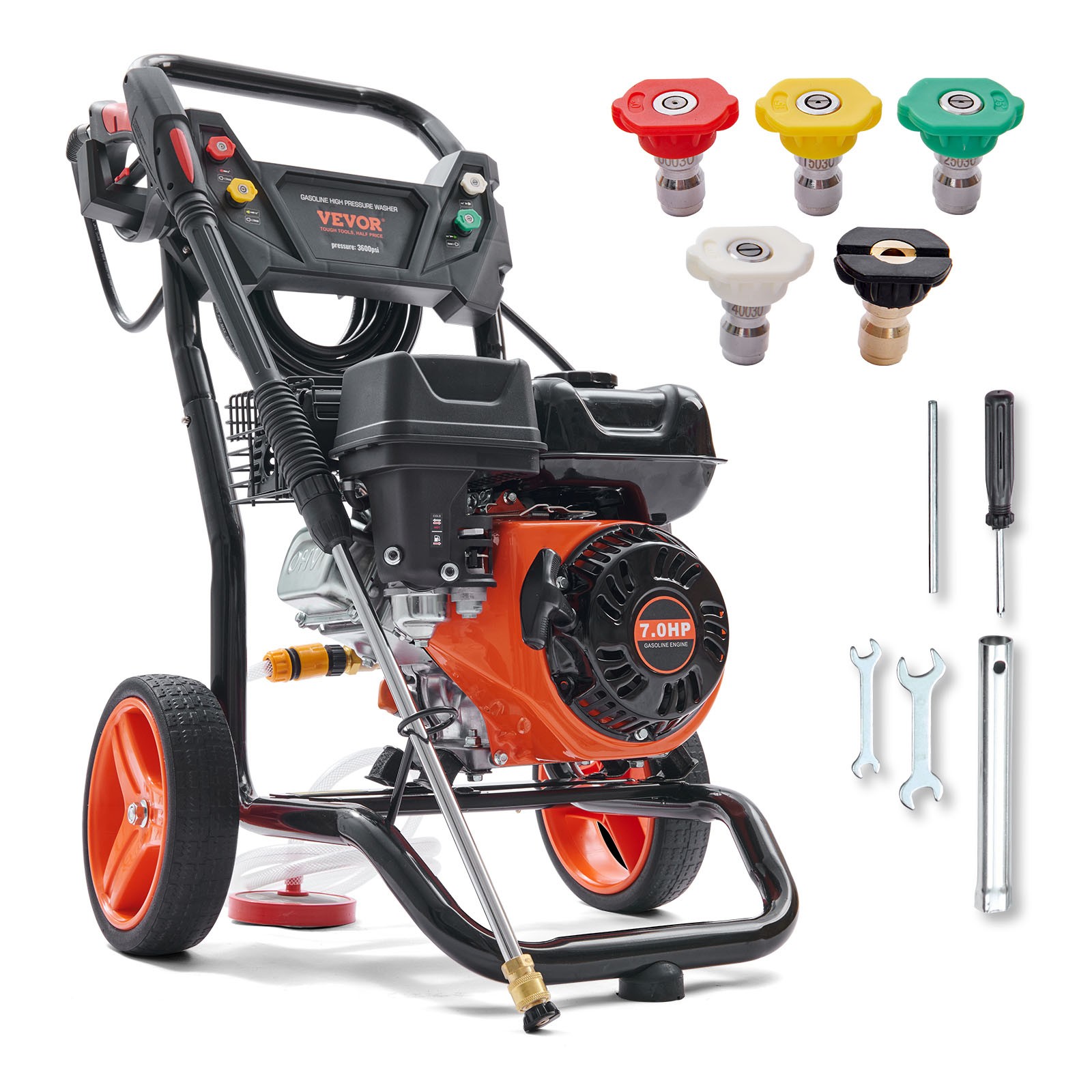 VEVOR Gas High Pressure Washer 3600 PSI 2.6 GPM Gas Power Washer 210cc 5 Nozzles