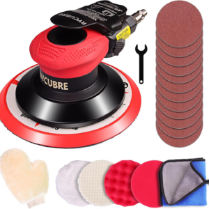 Pneumatic Air Sander 5/6 Inch DA Palm Sander for Auto Body, High Speed Random Or