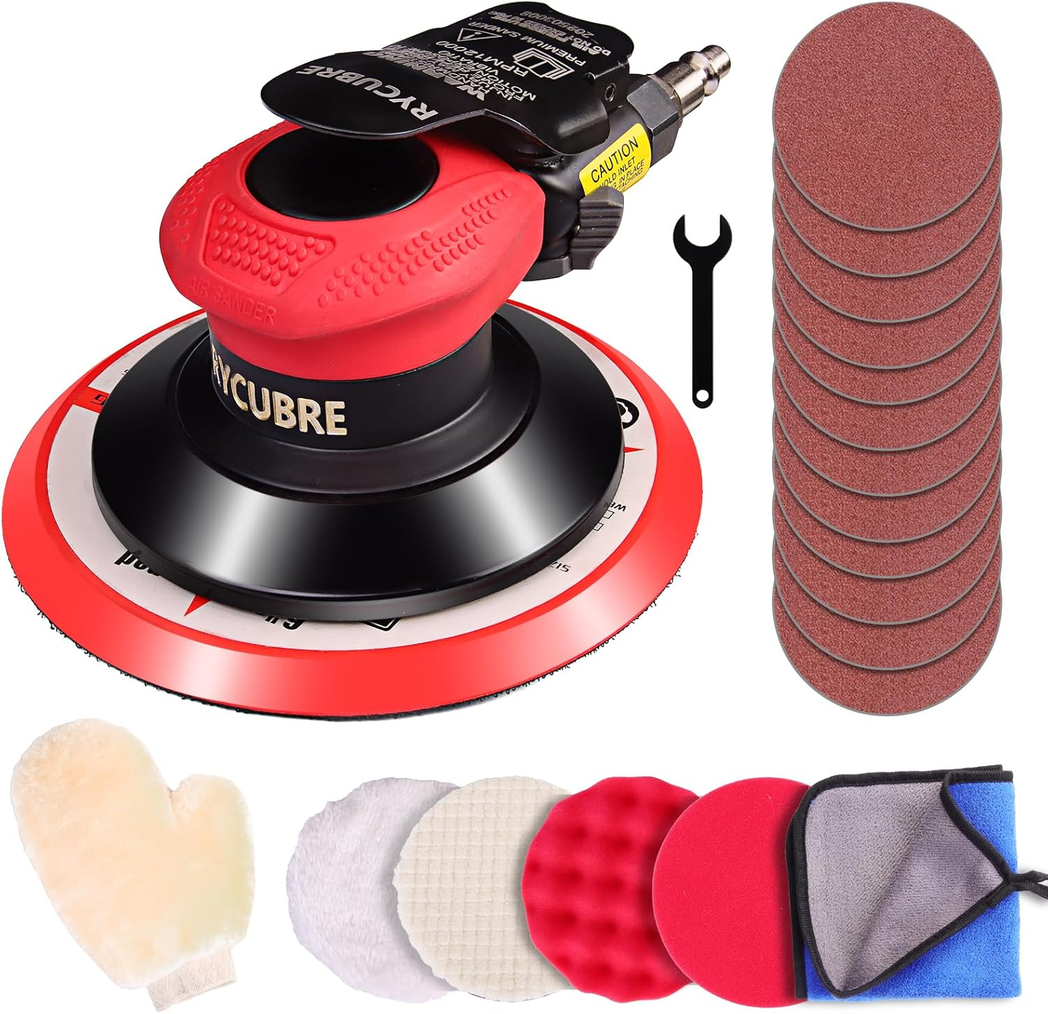 Pneumatic Air Sander 5/6 Inch DA Palm Sander for Auto Body, High Speed Random Or