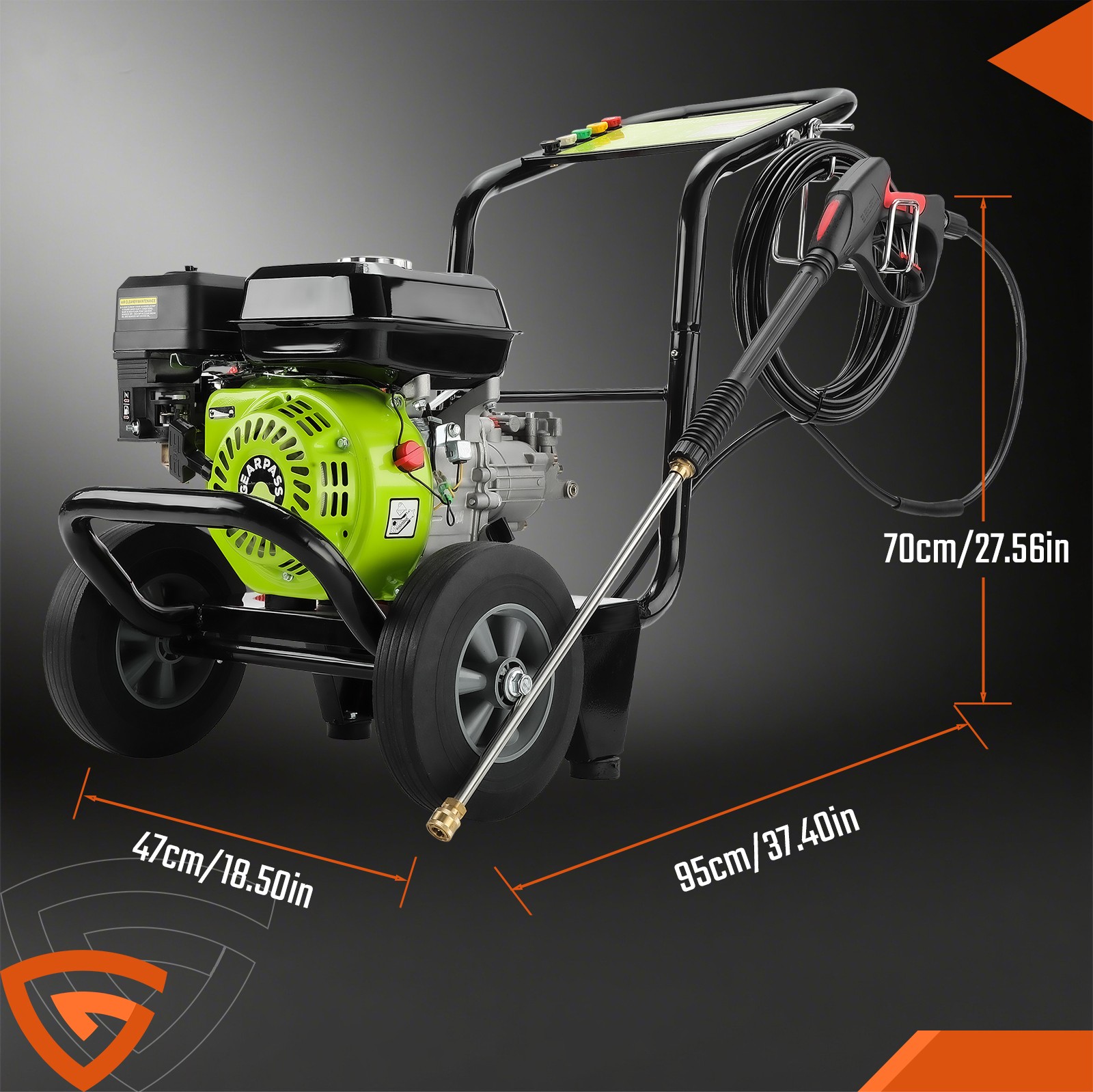 Gas Powered Washer Cold Water High Pressure Washer 3500PSI 2.6GPM 212cc 5Nozzles - Image 2