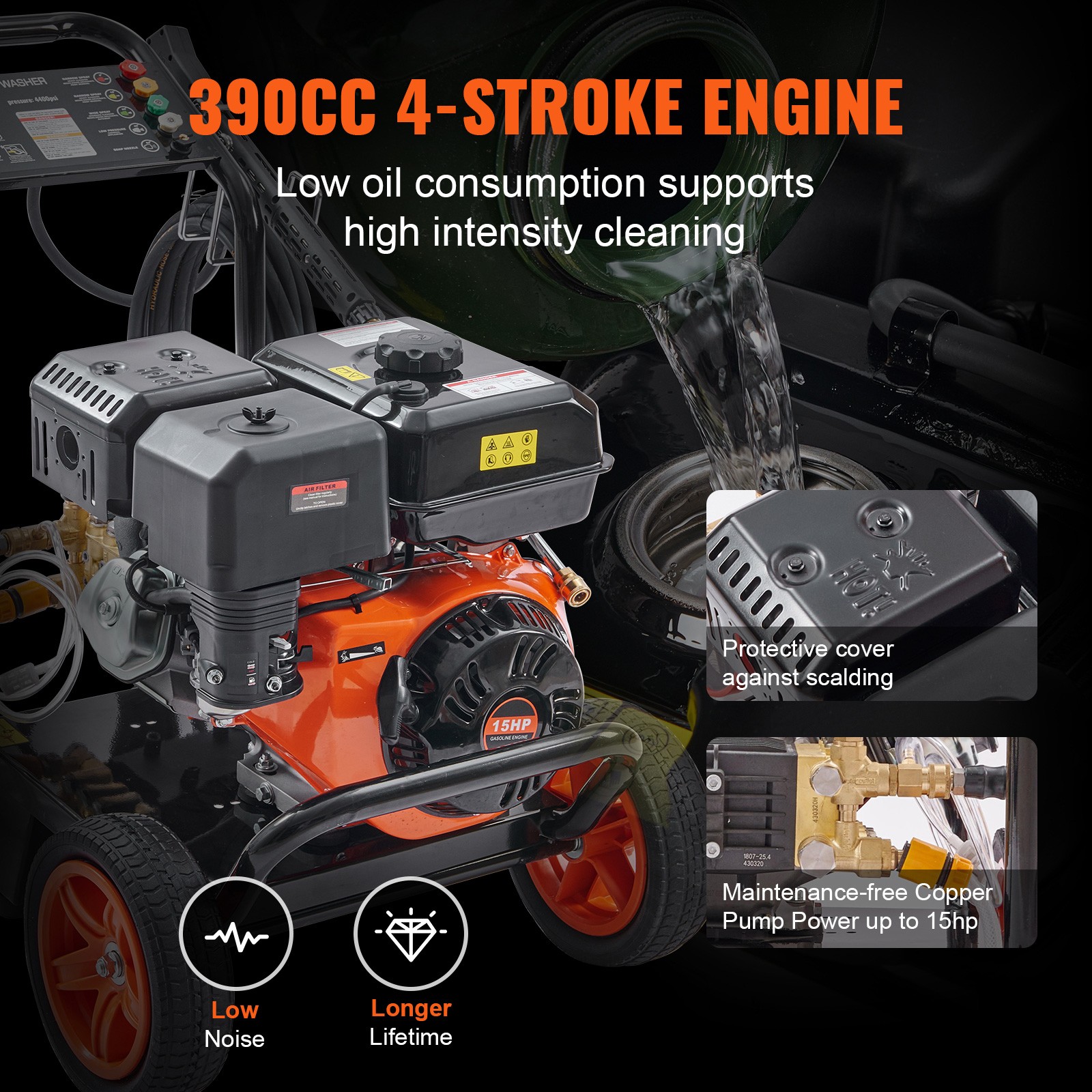 Uimoso Gas Pressure Washer Gas Powered Washer 4400 PSI 4.0 GPM 390cc 5 Nozzles - Image 3
