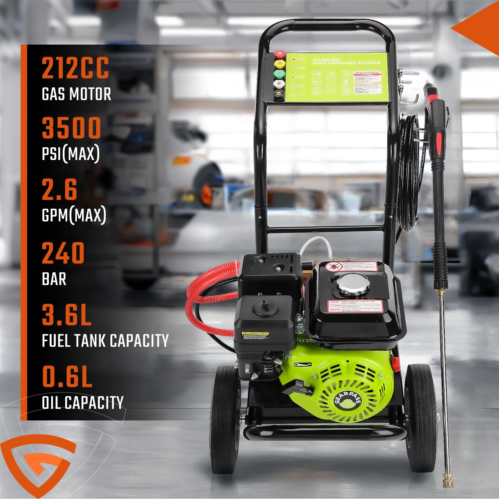 Gas Pressure Washer Gas Powered Washer 3500 PSI 2.6 GPM 212cc 5 Nozzles Hot! - Image 4