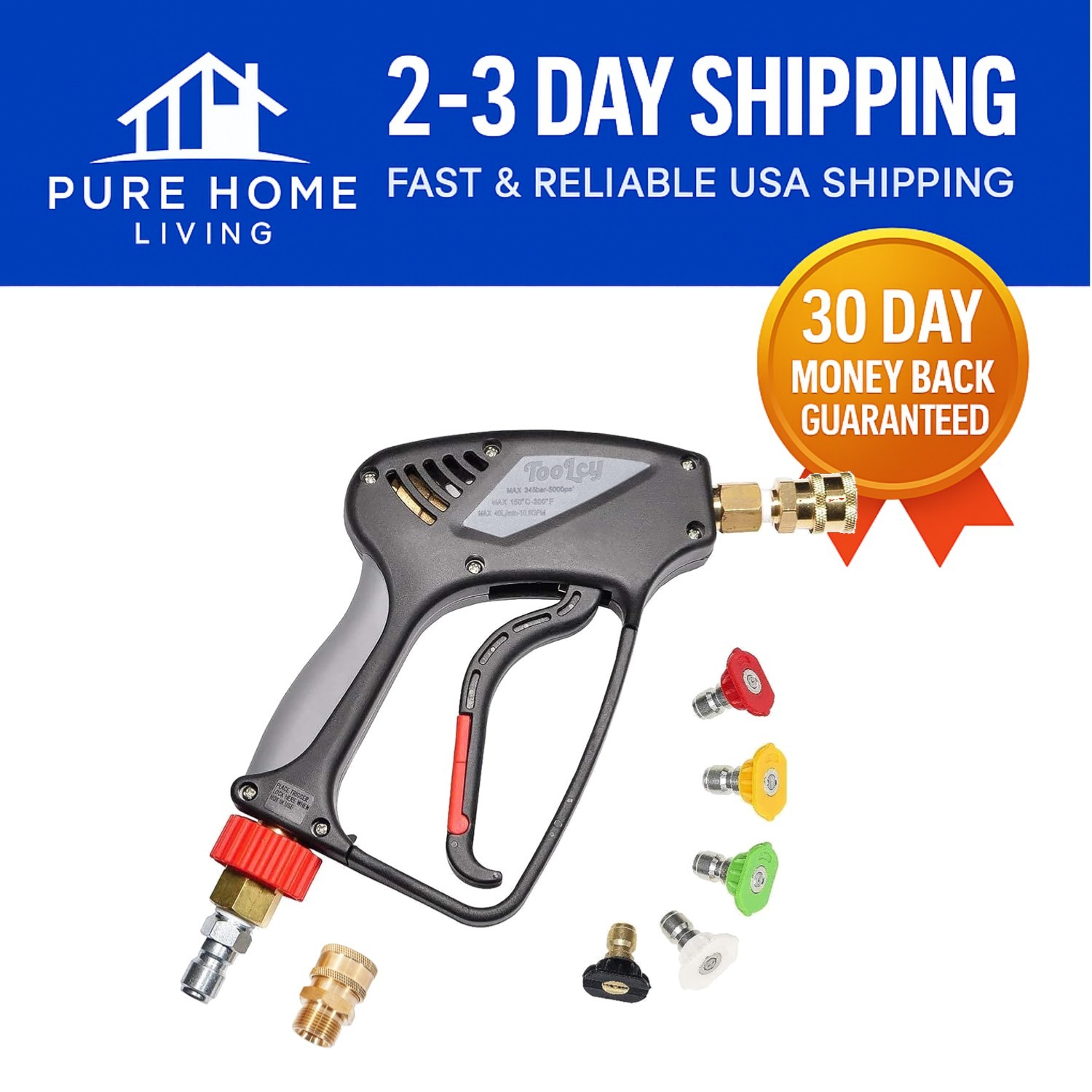 High-Performance 5000 PSI Short Gun for Gas Pressure Washers - Safe and Reliable