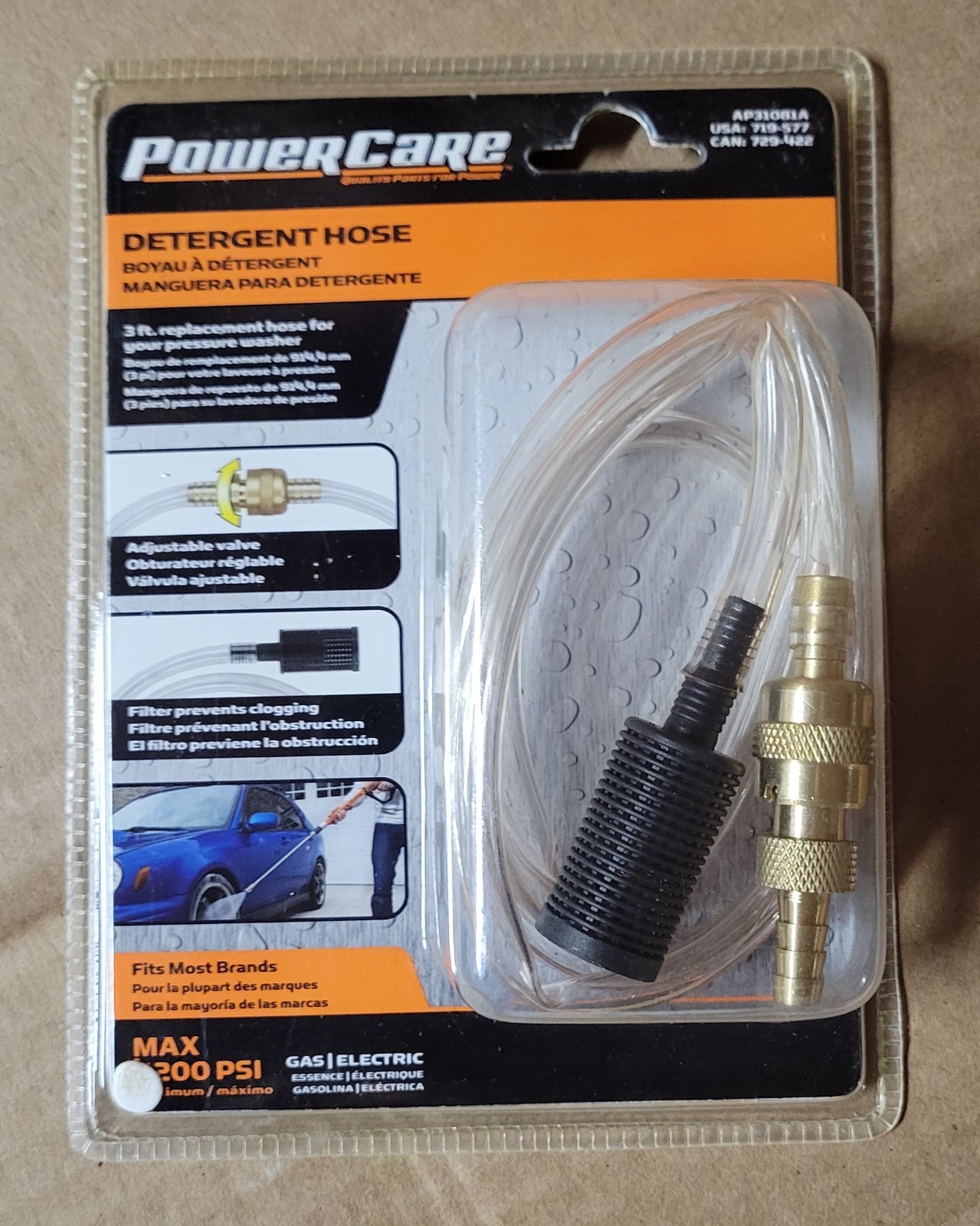Power Care AP31081A Detergent Hose 3' Replacement for Pressure Washer powercare