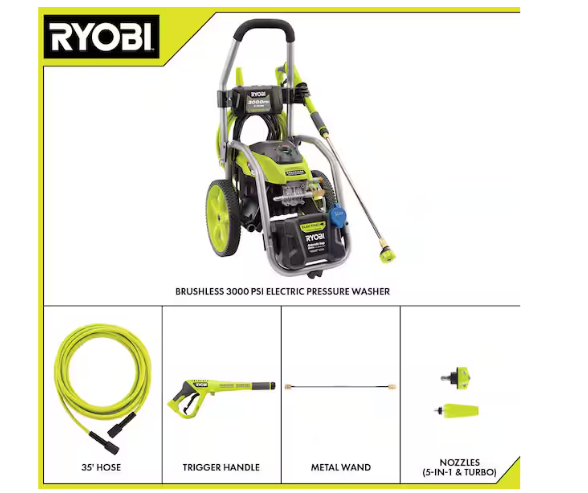 RYOBI 3000 PSI 1.1 GPM Cold Water Electric Pressure Washer - Image 2