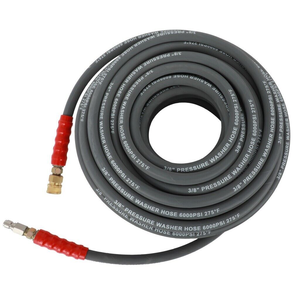 3/8" x 100ft 6000psi Hot Water Pressure Washer Hose Non-Marking 2-Braid R2 Gray - Image 2