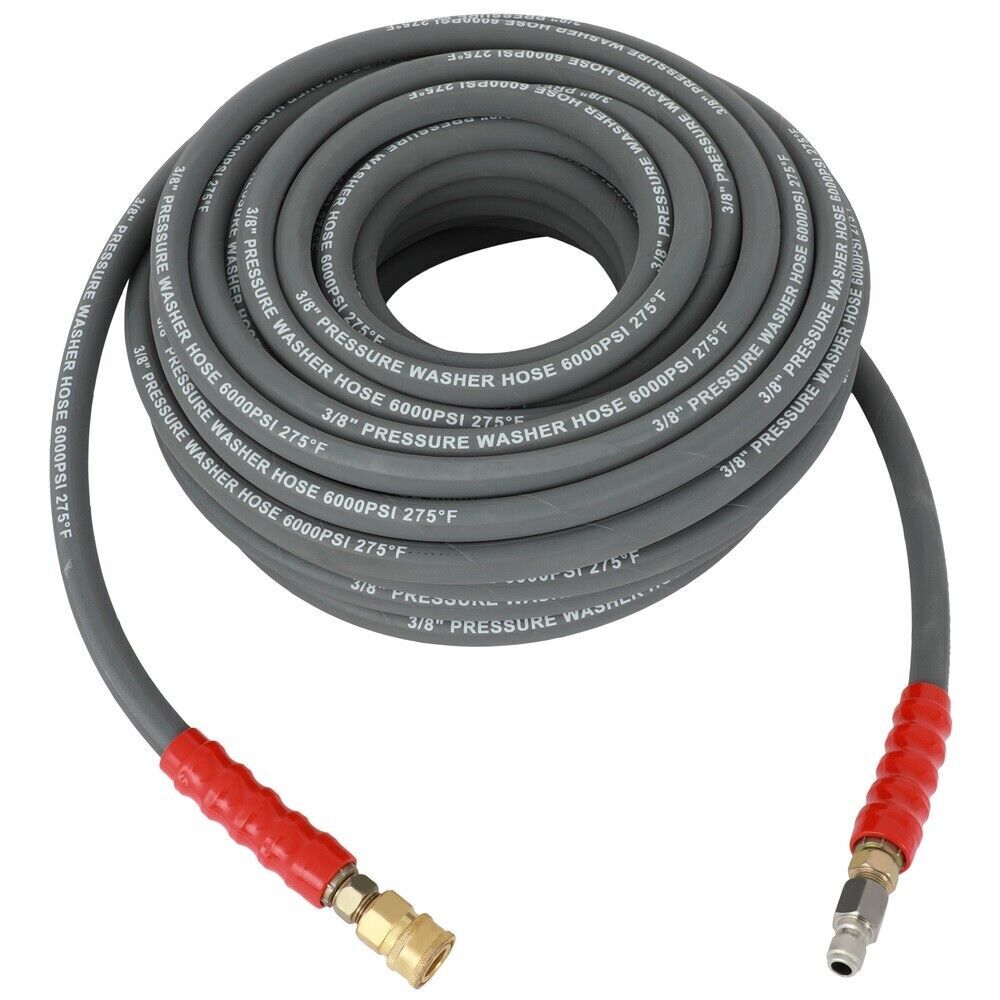3/8" x 100ft 6000psi Hot Water Pressure Washer Hose Non-Marking 2-Braid R2 Gray - Image 4